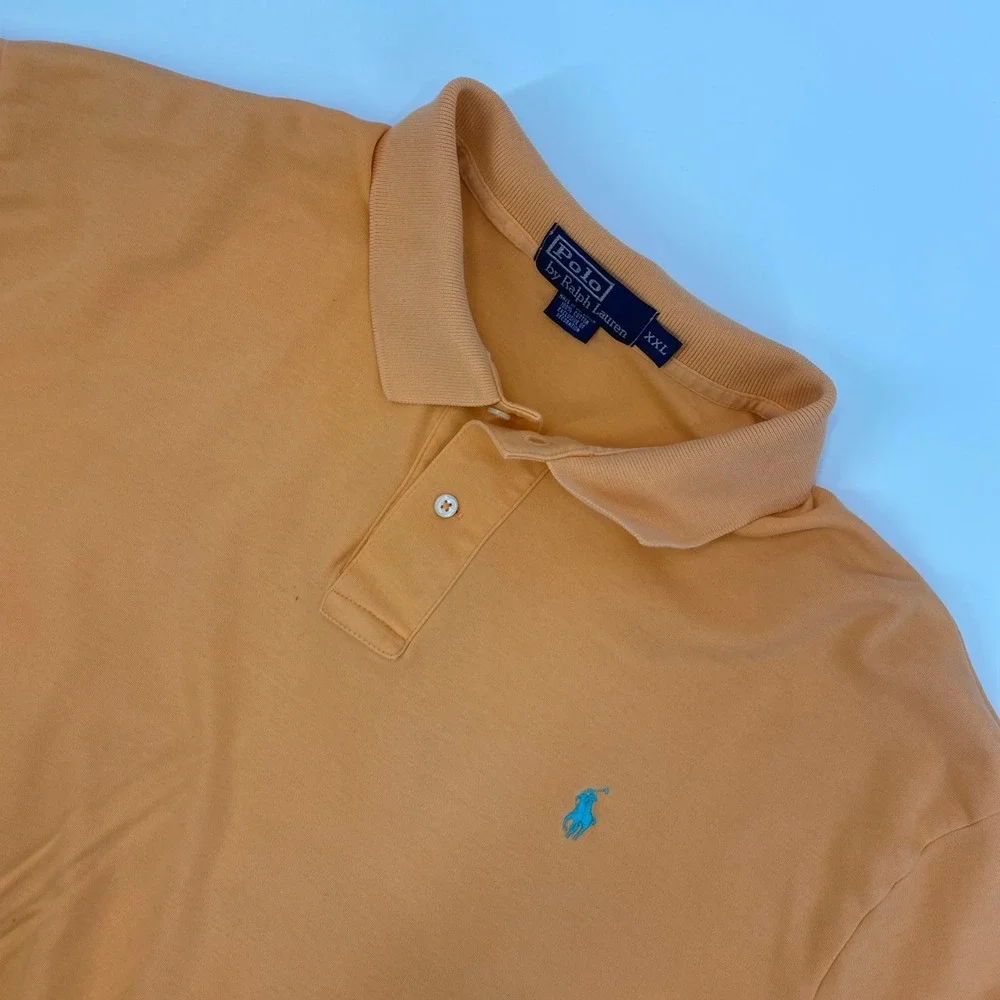 Polo Ralph Lauren Polo Shirt Mens XXL Orange Short Sleeve Cotton Pique Preppy